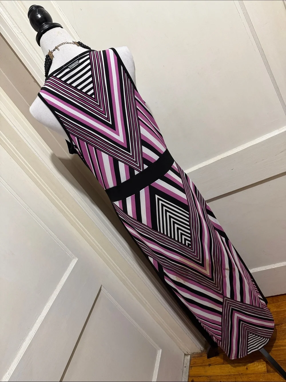 Michael Kors Black and Pink Geometric Maxi Dress